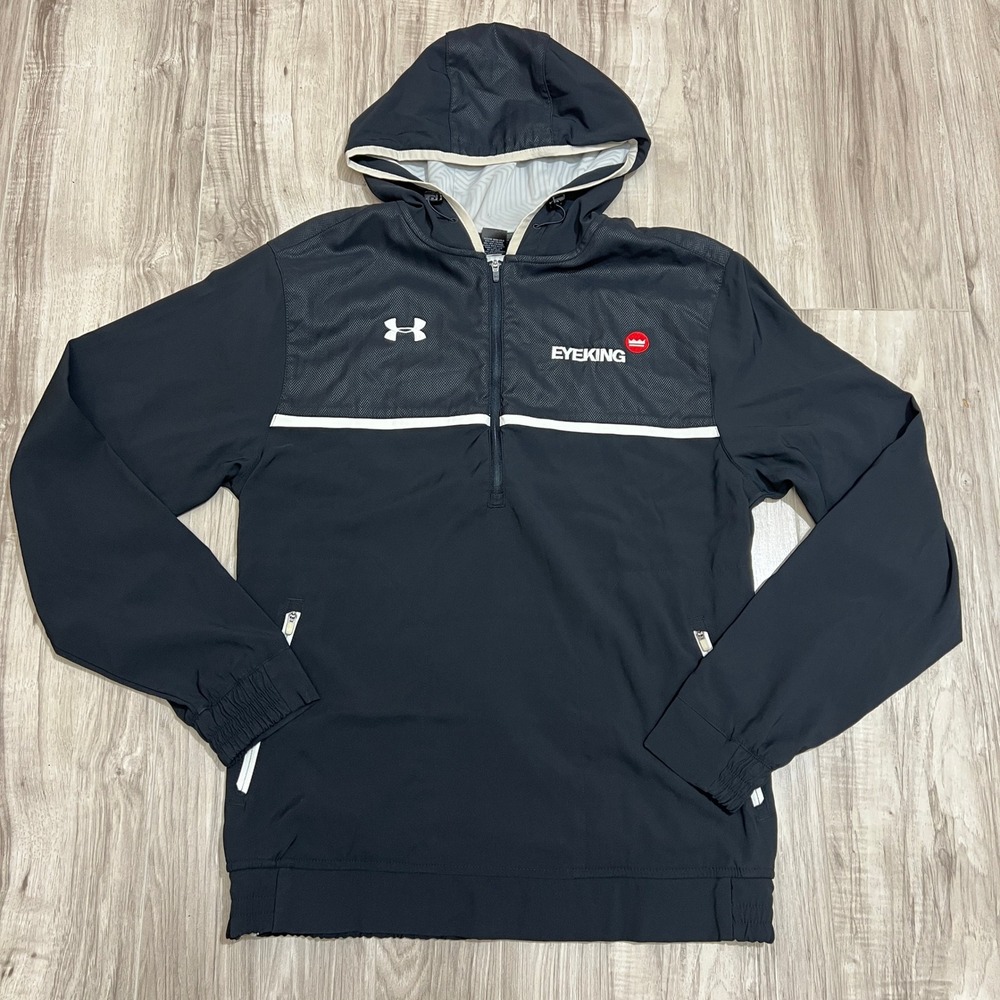 Under Armour Eyeking Hoodie Jacket Mens Small Black 1/2 Zip Windbreaker